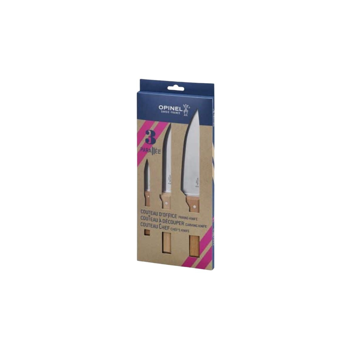 Opinel Knives Set 2 pcs With Beechwood Handle No 120 Parallele 001838