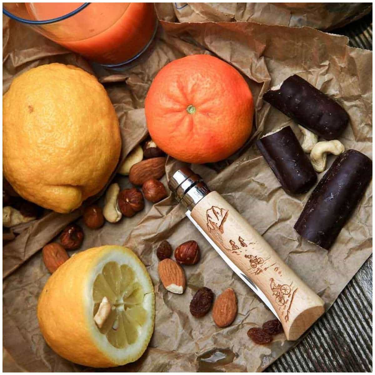 Opinel Pocket Knife 8.5 cm Engraved Beech Wood Handle No 8 Gravé Sport Mountain Biking 002187