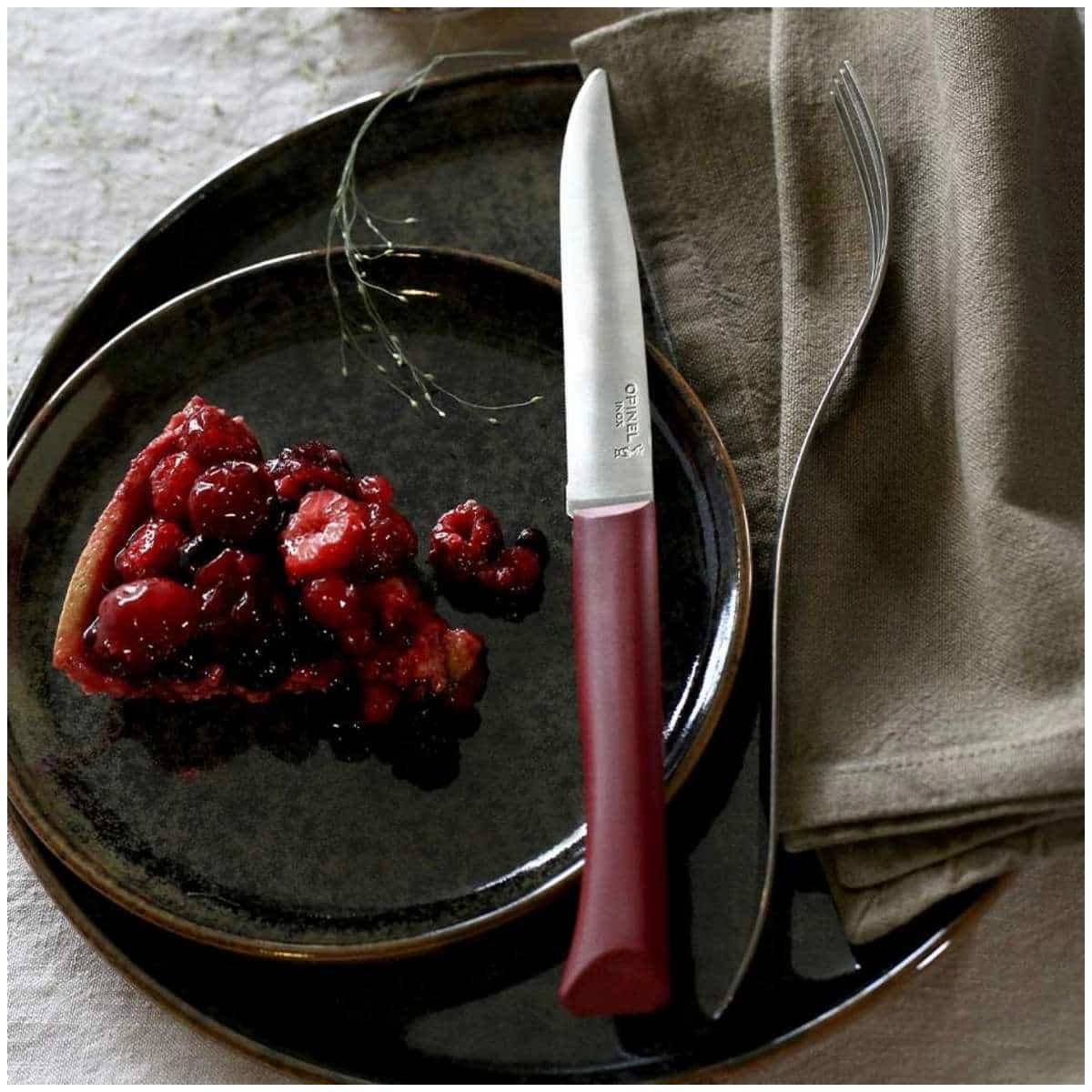 Opinel Serrated Paring Knive 11 cm With Burgundy Handle Νο 125 Bon Appetit+ 002196