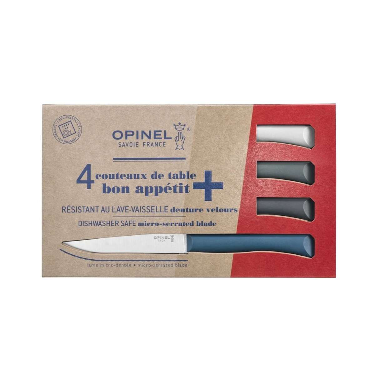 Opinel Knives 11 cm 4 pcs Set Multicolored Handles Bon Appetit+ Storm 002349