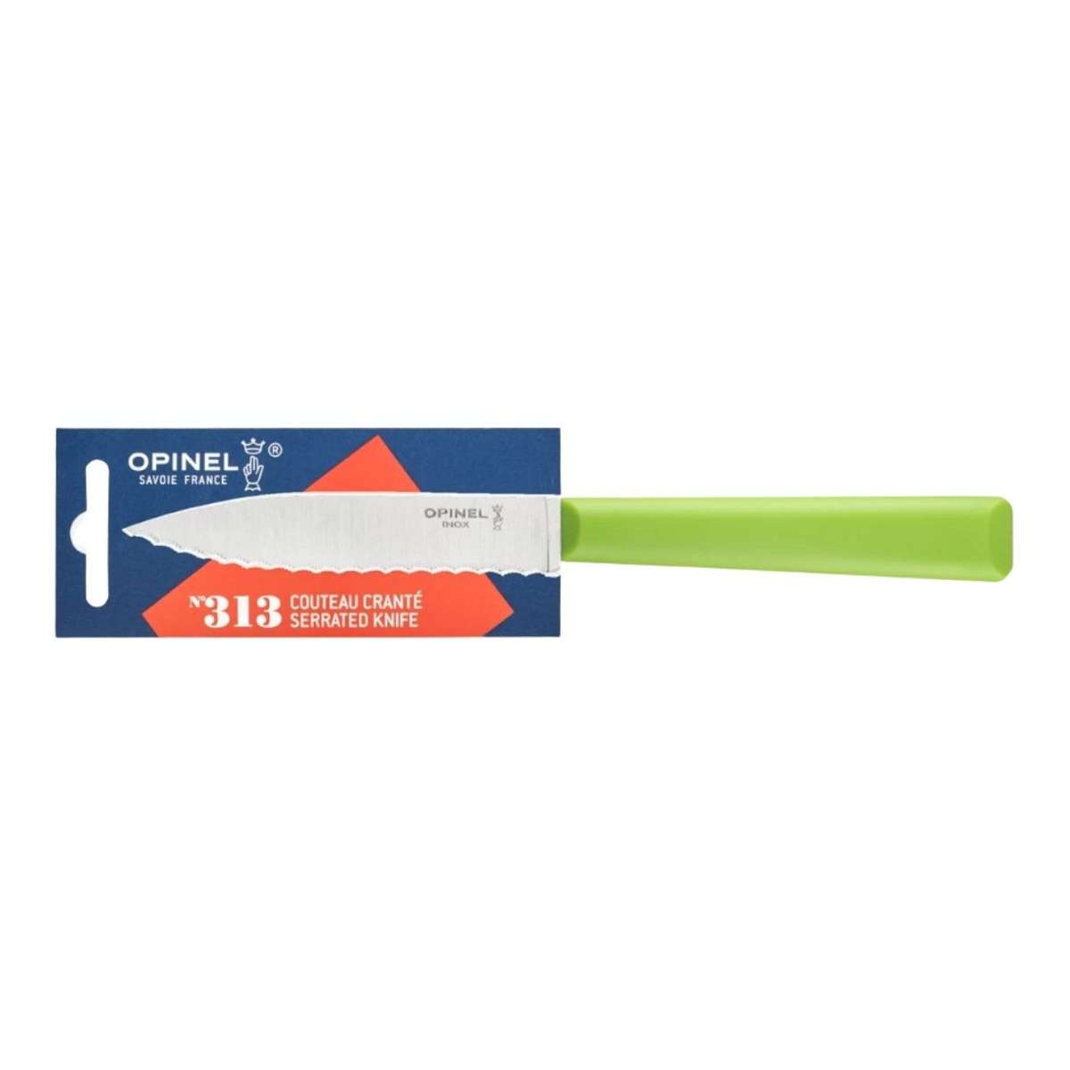 Opinel Serrated Paring Knife 10 cm With Green Handle No 313 Essentiels+ 002354