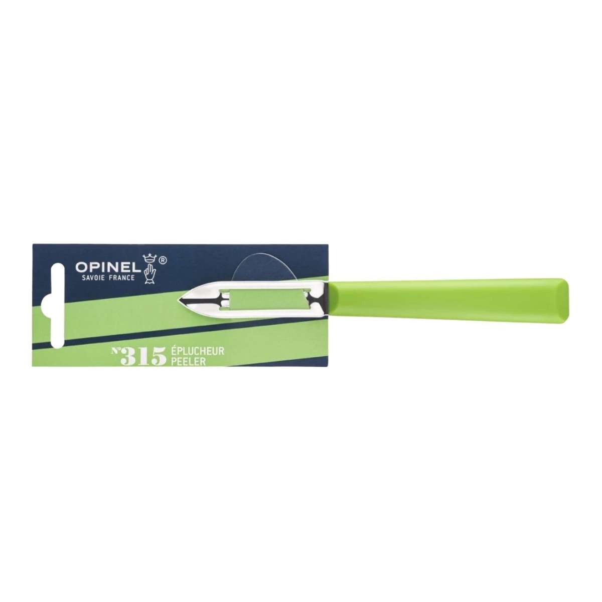 Opinel Stainless Steel Peeler 6 cm with Green Handle No 315 Essentiels+ 002357