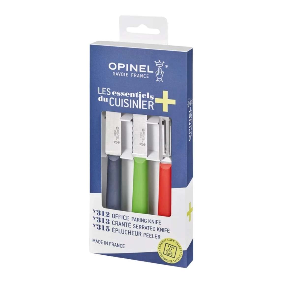 Opinel Kitchen Knives and Peeler Set 4 pcs Multicolored Handles Les Essentiels+ 002359