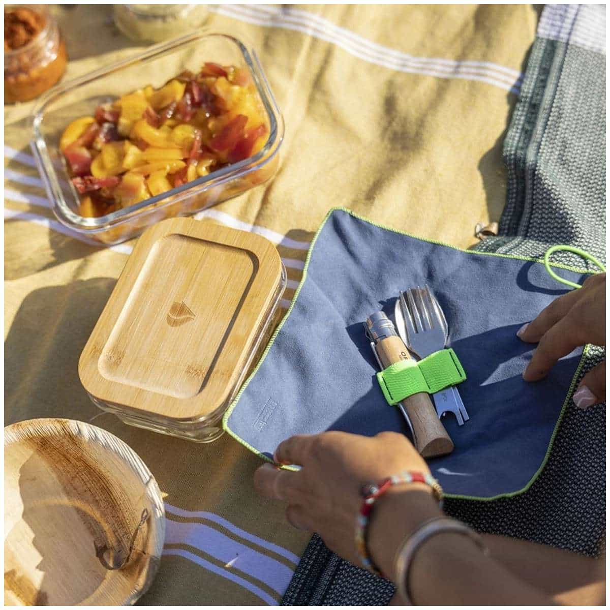 Opinel Cutlery With Towel 4 pcs Set For Picnik 002500