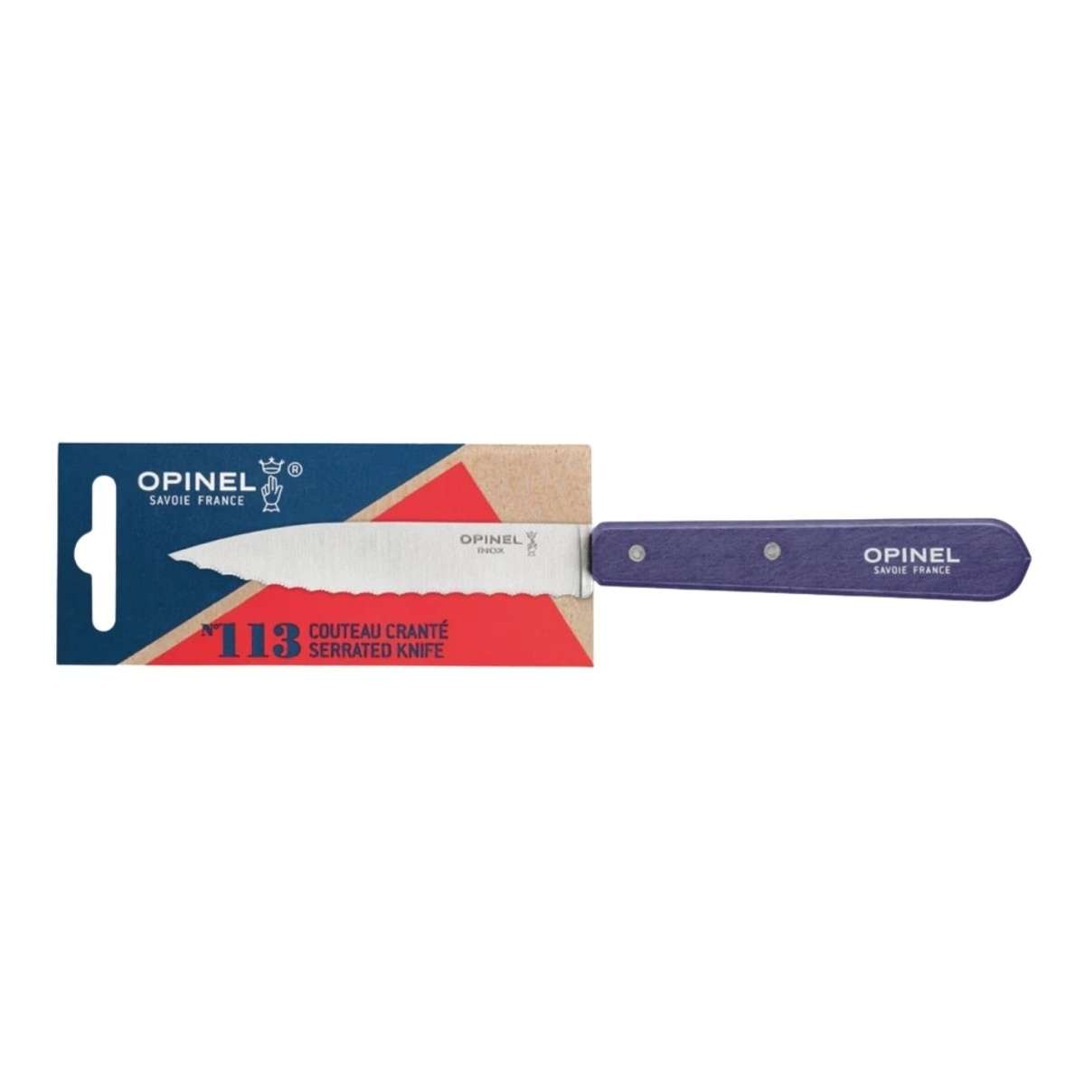 Opinel Serrated Paring Knife 10 cm Purple Wooden Handle No 112 Paysage 003120
