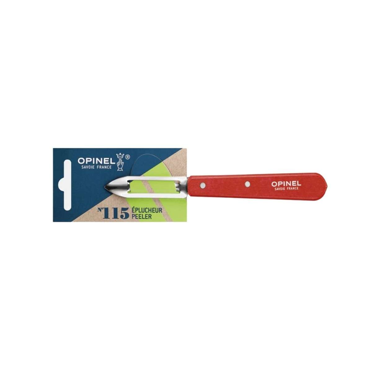 Opinel Stainless Steel Peeler 6 cm with Red Wooden Handle No 115 Paysage 003123