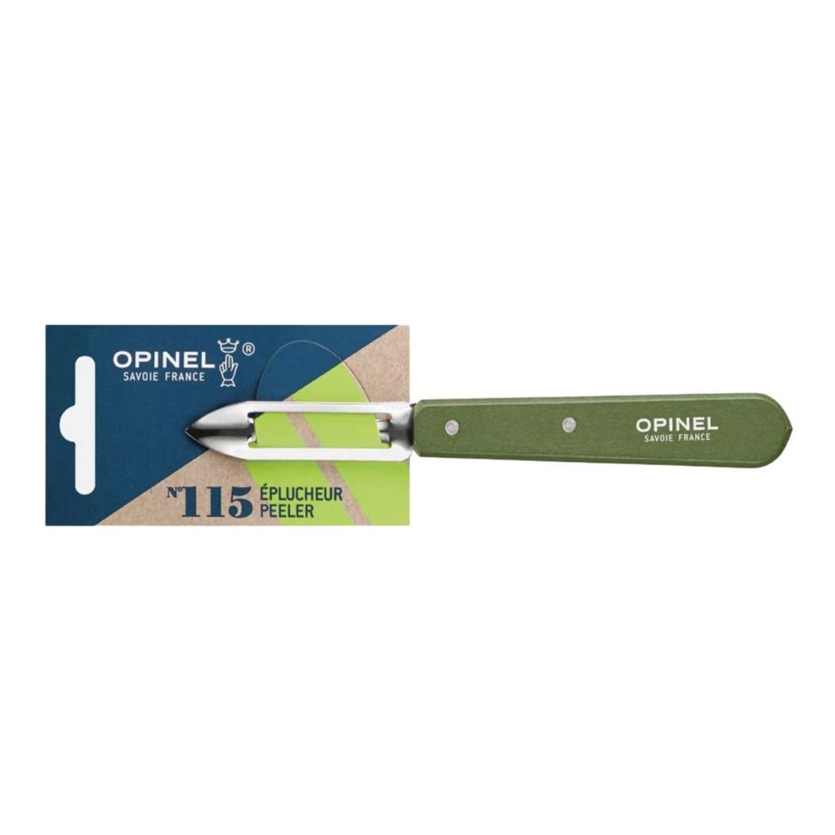 Opinel Stainless Steel Peeler 6 cm with Khaki Wooden Handle No 115 Paysage 003126