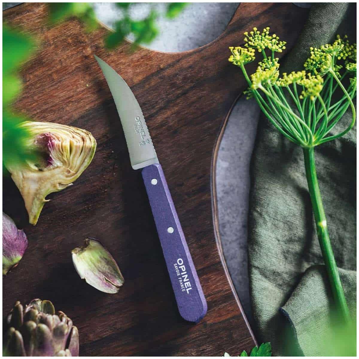 Opinel Peeling Knife 7 cm Purple Wooden Handle No 114 Paysage 003128
