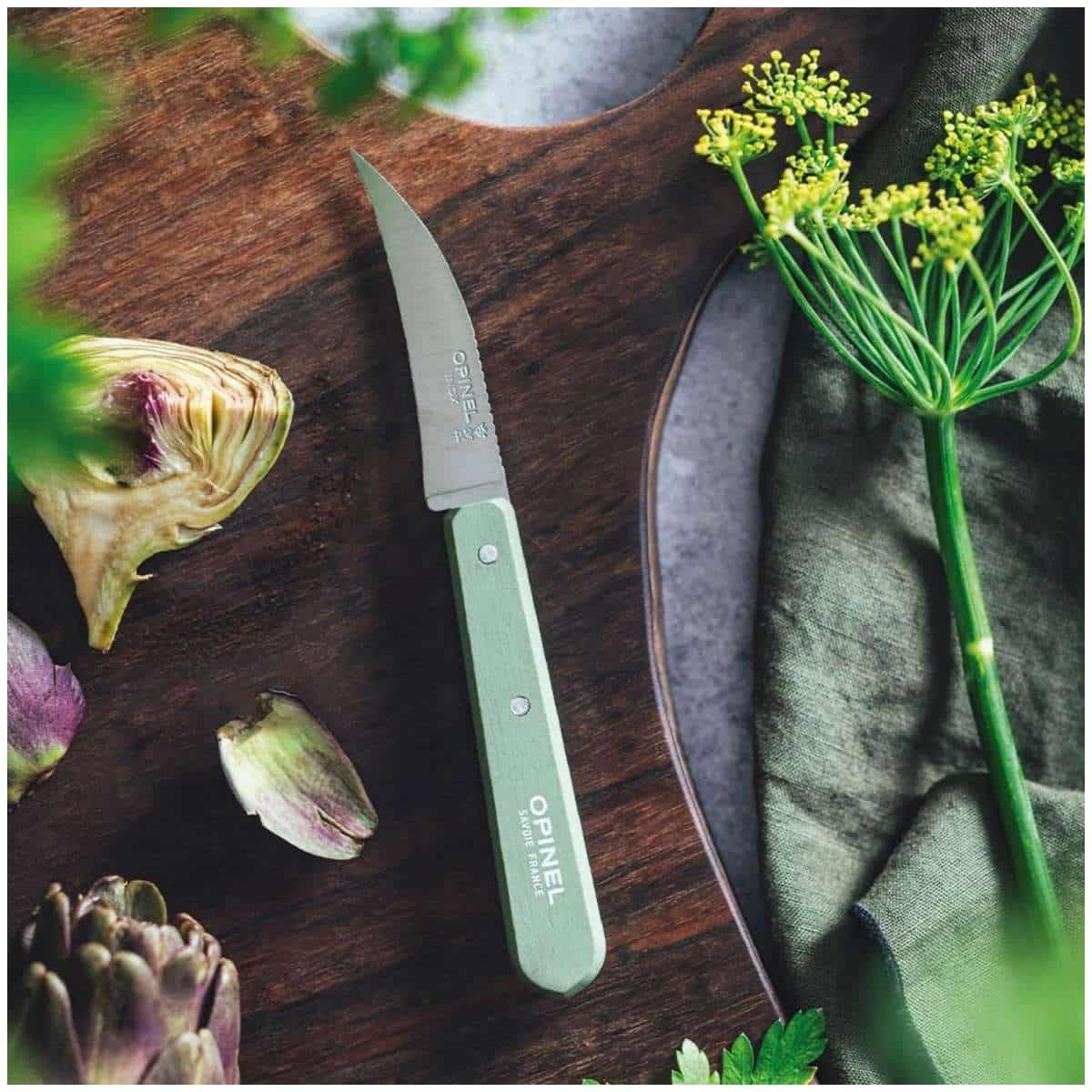 Opinel Peeling Knife 7 cm Green Wooden Handle No 114 Paysage 003129