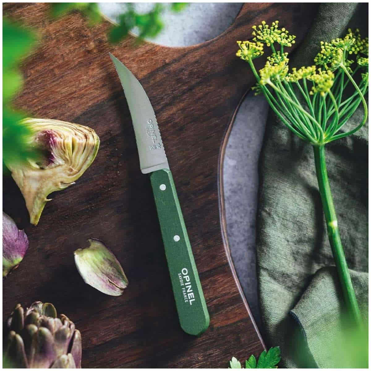 Opinel Peeling Knife 7 cm Khaki Wooden Handle No 114 Paysage 003130