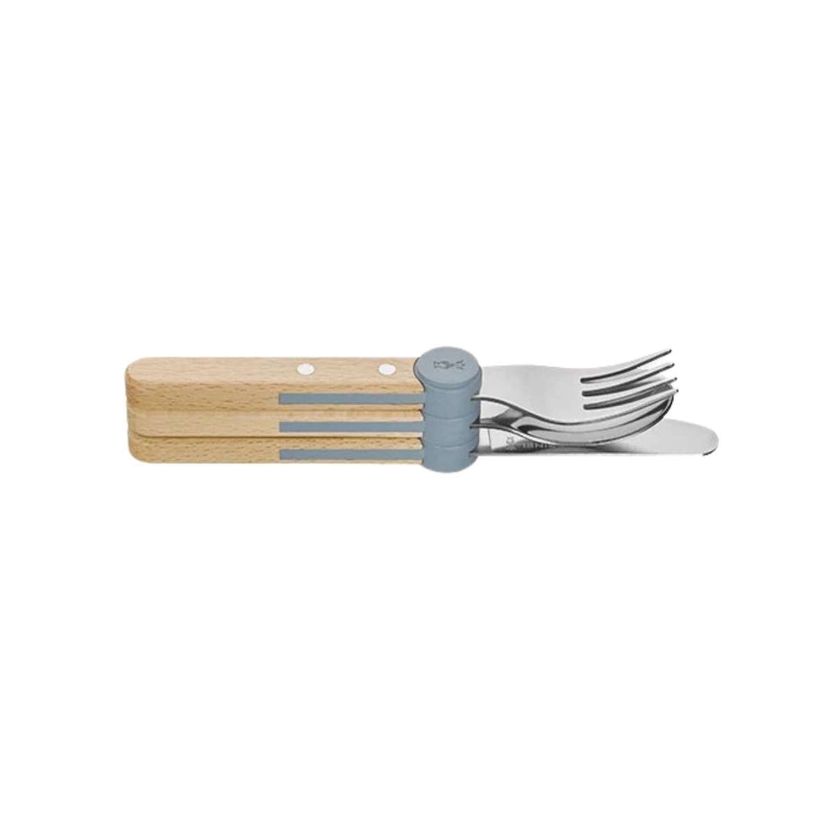 Opinel Stainless Steel Kid's Cutlery Set 3 pcs With Beech Wood Handle Blue 003257
