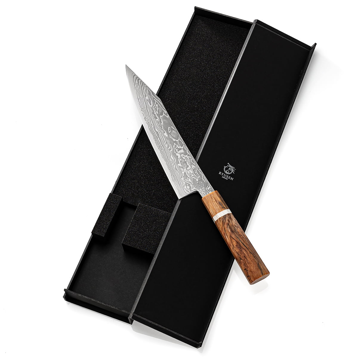Ryusen Damascus Chef's Knife 21 cm Birch Handle Fukaku Ryu KAI FK-402