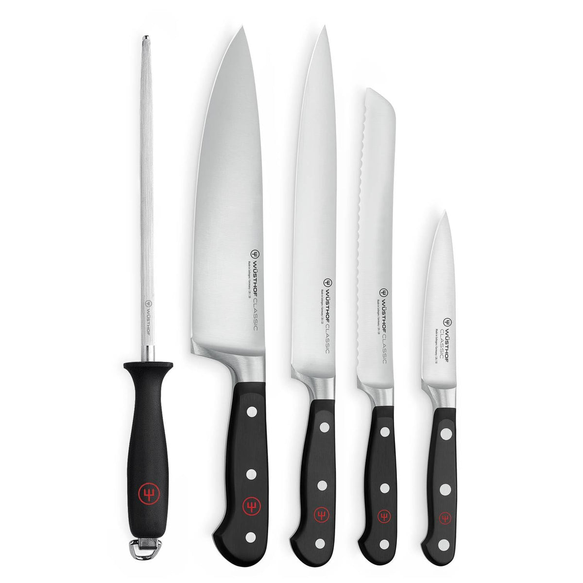 Wusthof Knives And Sharpening Steel 5 pcs Set Gift Box Classic 1120160501