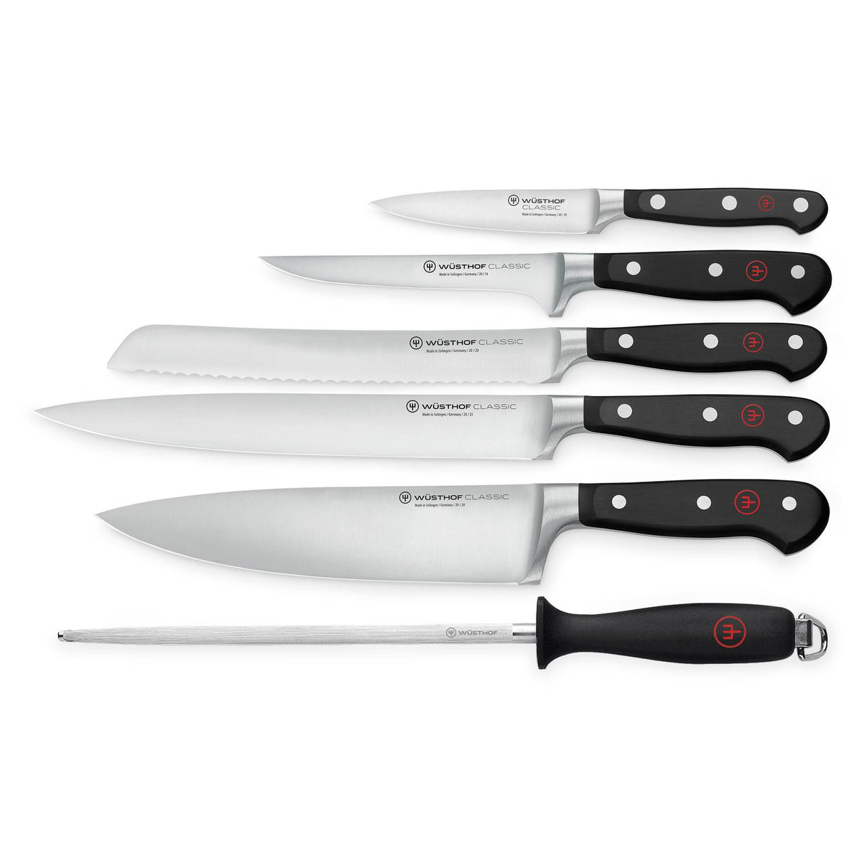 Wusthof Knives And Sharpening Steel 6 pcs Set Gift Box Classic 1120160602