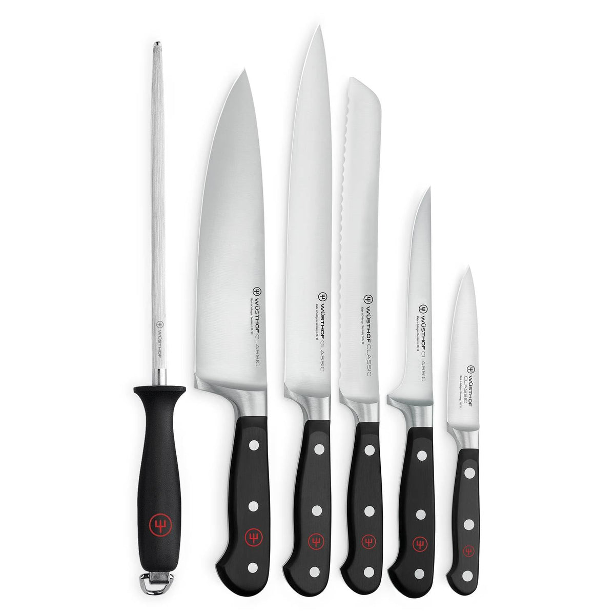 Wusthof Knives And Sharpening Steel 6 pcs Set Gift Box Classic 1120160602