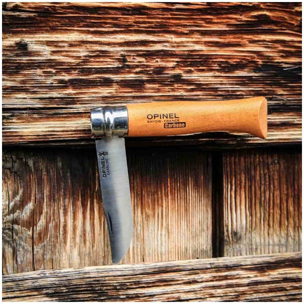 Opinel Pocket Knife 8.5 cm Beech Wood Handle No 8 Carbon 113080
