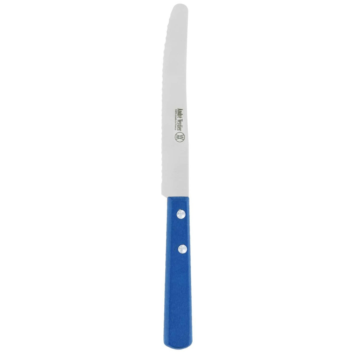 Andre verdier Serrated Round Dinner Knife 12 cm Blue Wooden Handle Prepa Culi