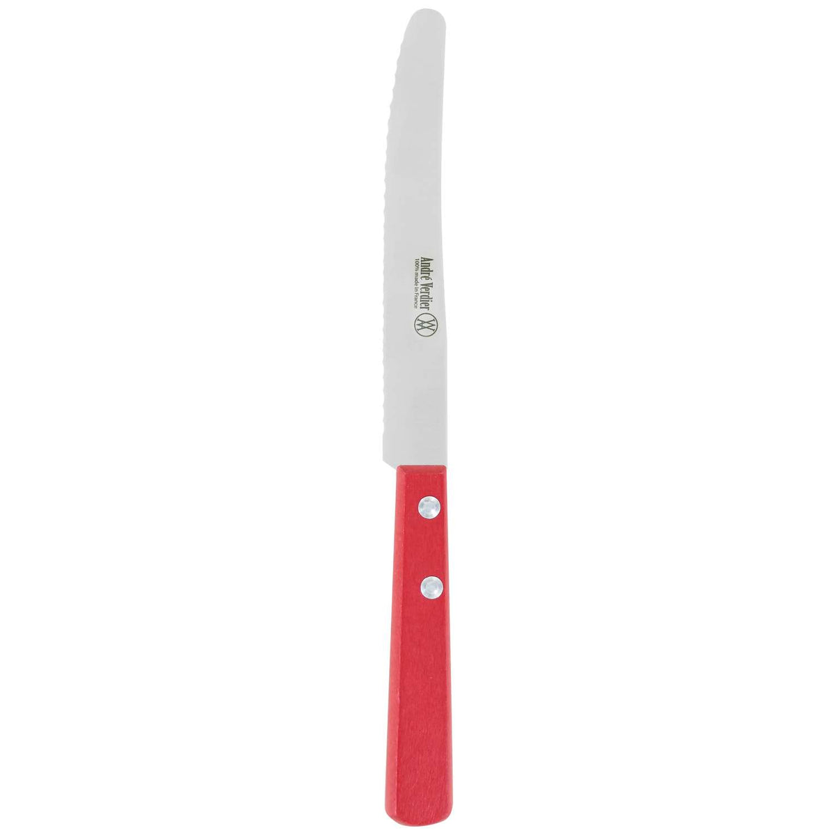 Andre verdier Serrated Round Dinner Knife 12 cm Red Wooden Handle Prepa Culi