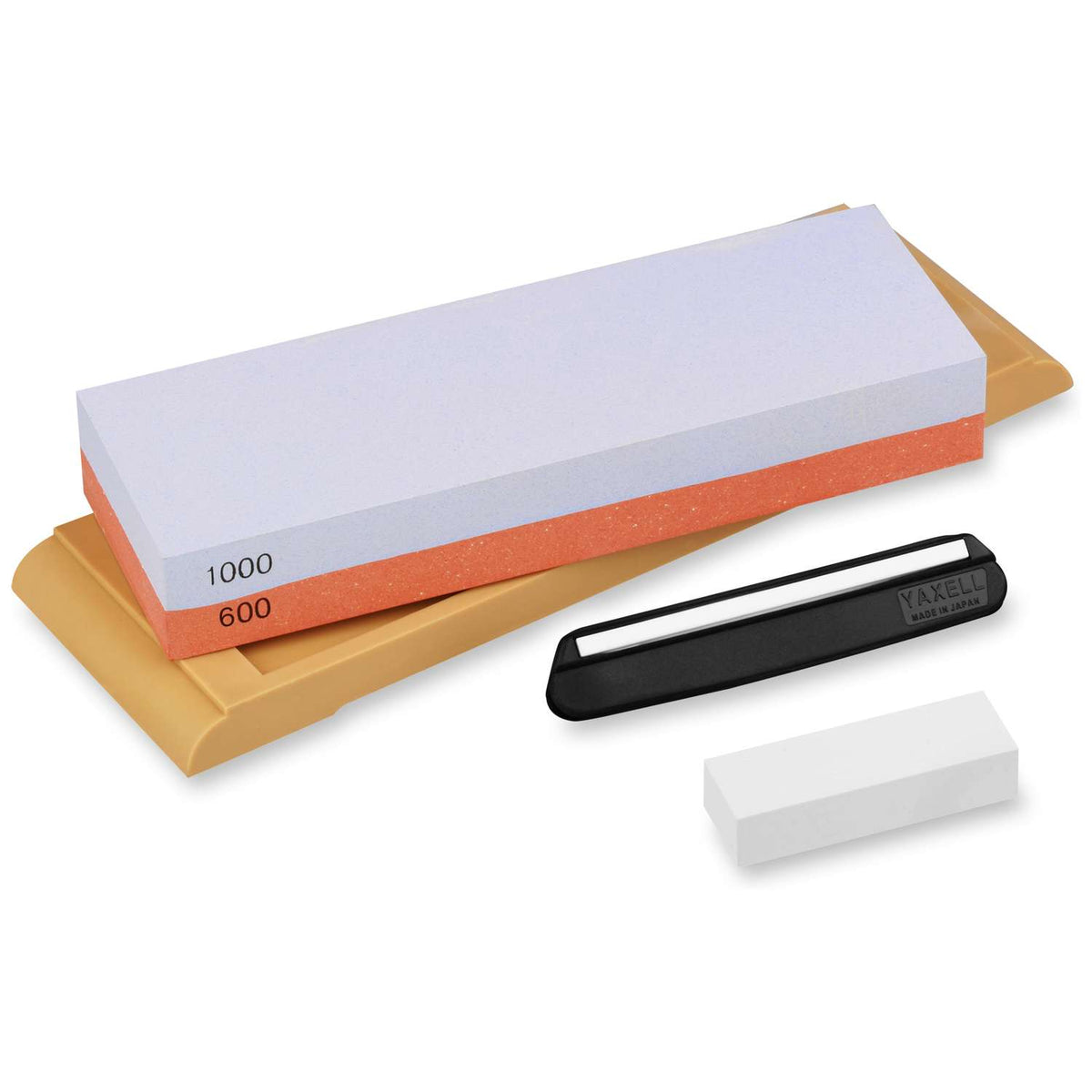 Yaxell Whetstone #600/#1000 With Base, Flattening Stone for Whetstones And Sharpening Guide 36052