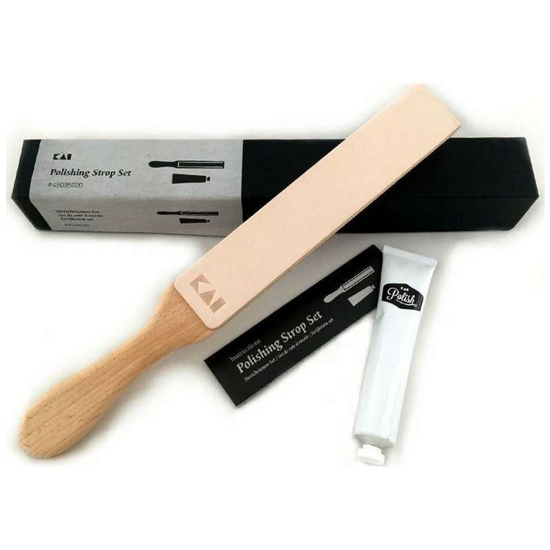 KAI Natural Leather For Sharpening with Polishing Cream 410090001
