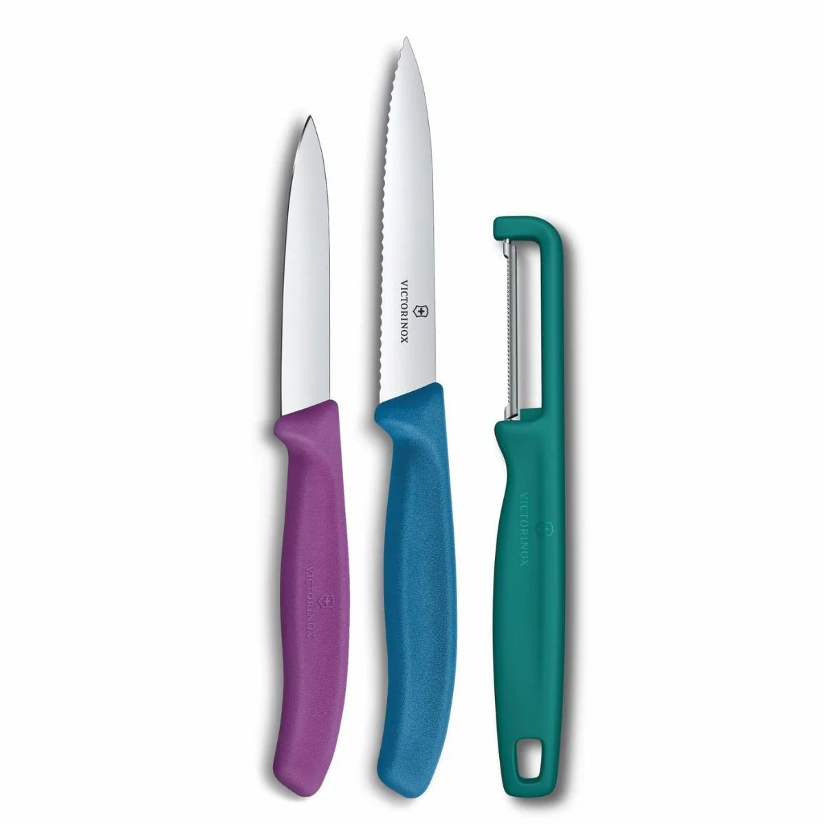 Victorinox Μαχαίρια κουζίνας και αποφλοιωτής πολύχρωμη λαβή σετ 3 τμχ Swiss Classic