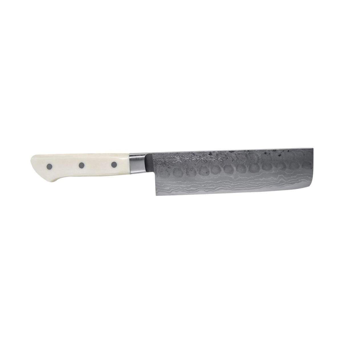 Tojiro Handmade Hammered Aogami Damascus Nakiri Knife 16.5 cm Micarta Handle