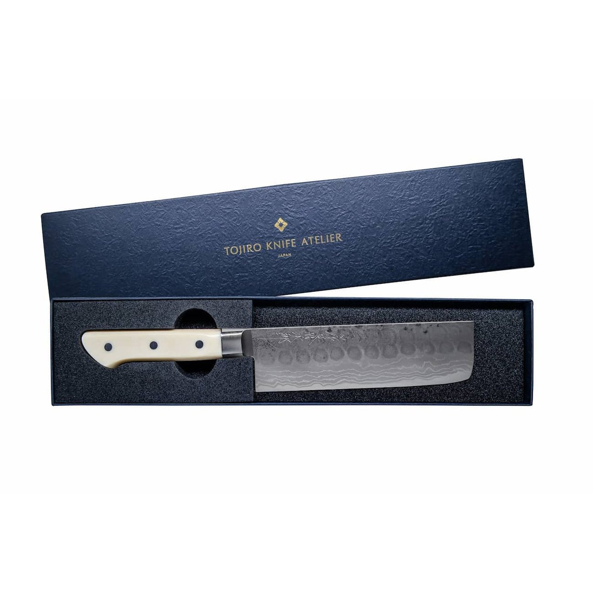 Tojiro Handmade Hammered Aogami Damascus Nakiri Knife 16.5 cm Micarta Handle