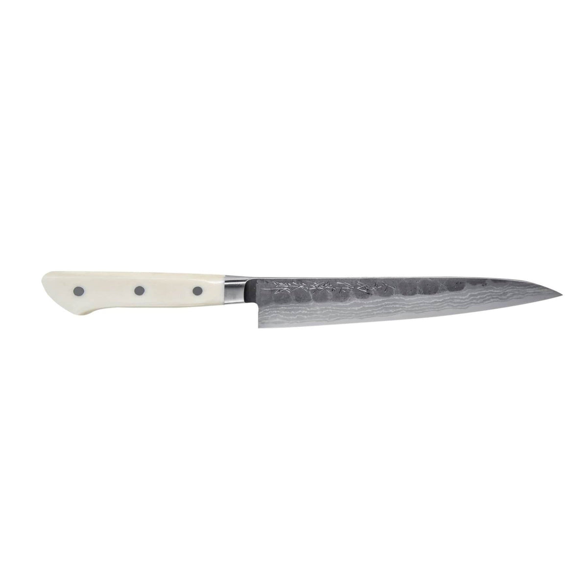 Tojiro Handmade Hammered Aogami Damascus Utility Knife 15 cm Micarta Handle