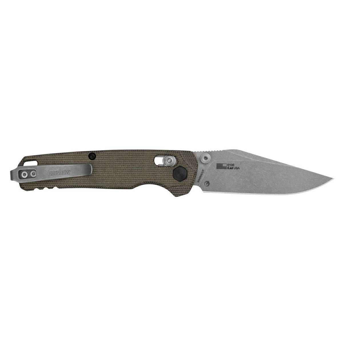 Kershaw Bel Air - Clip Point Pocket Knife 8 cm Olive Micarta Handle 74 gr 6106