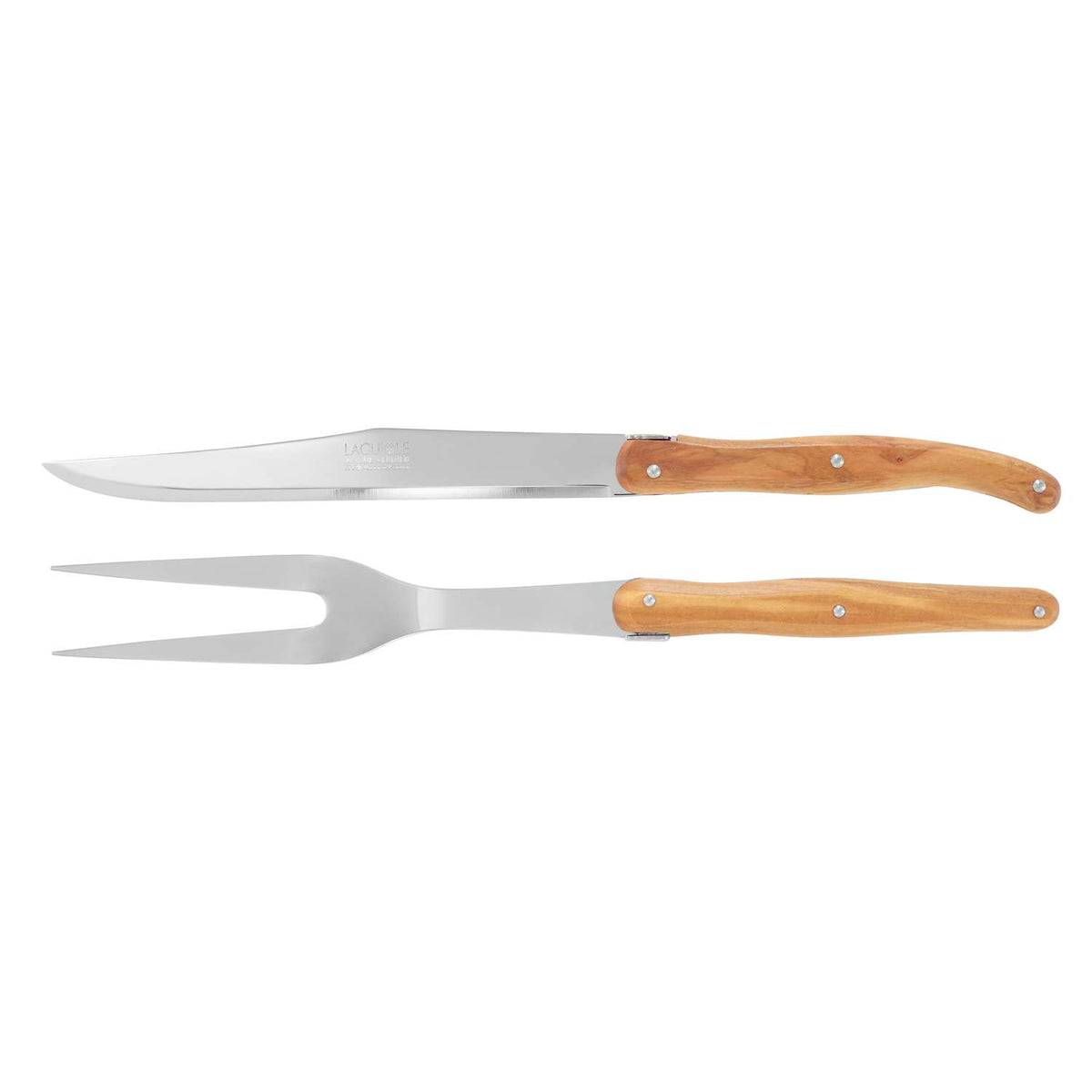 Andre verdier Carving Set 2 pcs Olive Wood Handle Laguiole Debutant Coutnry 6672LOCD