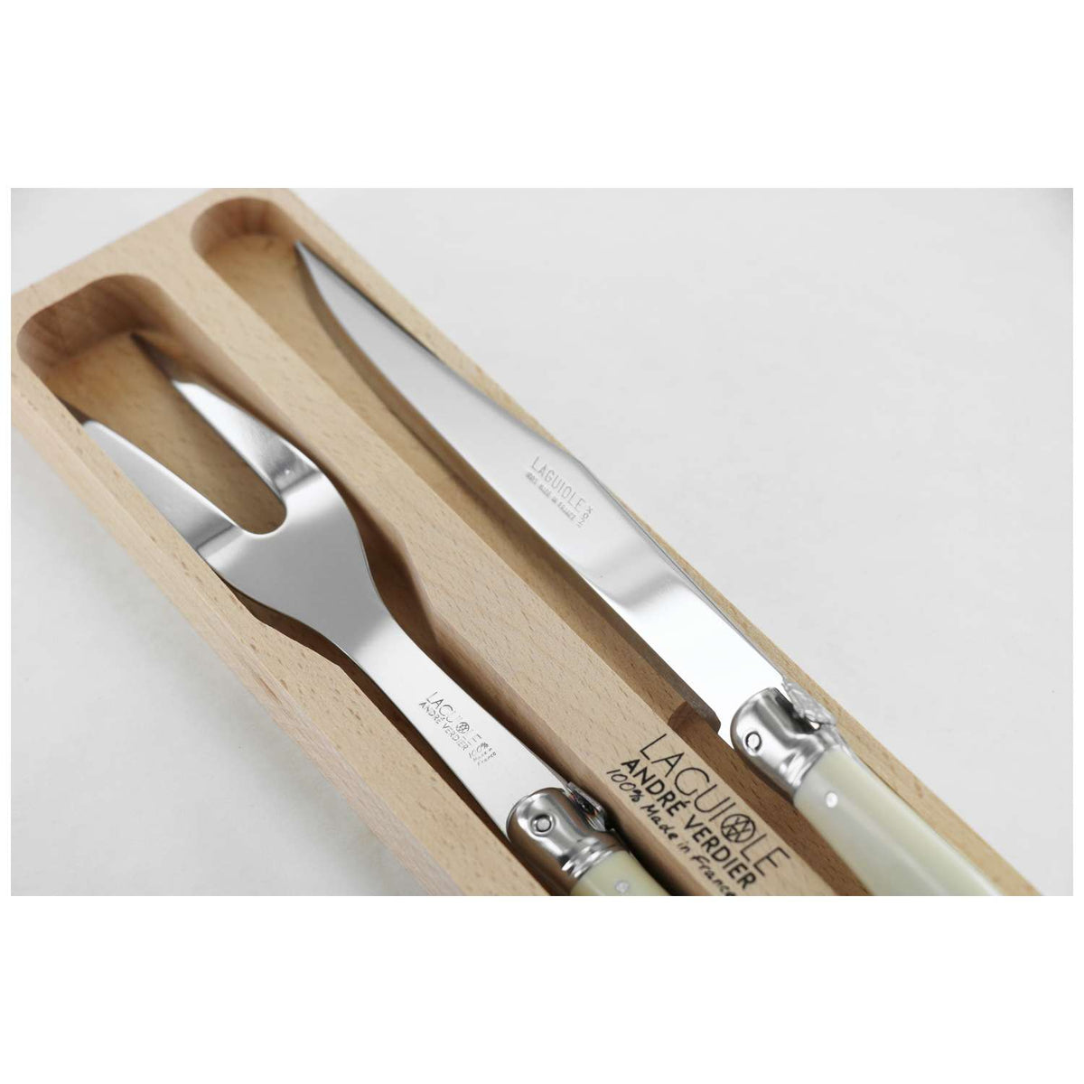 Andre verdier Carving Set 2 pcs Ivory Handle Laguiole Debutant 77772LICD