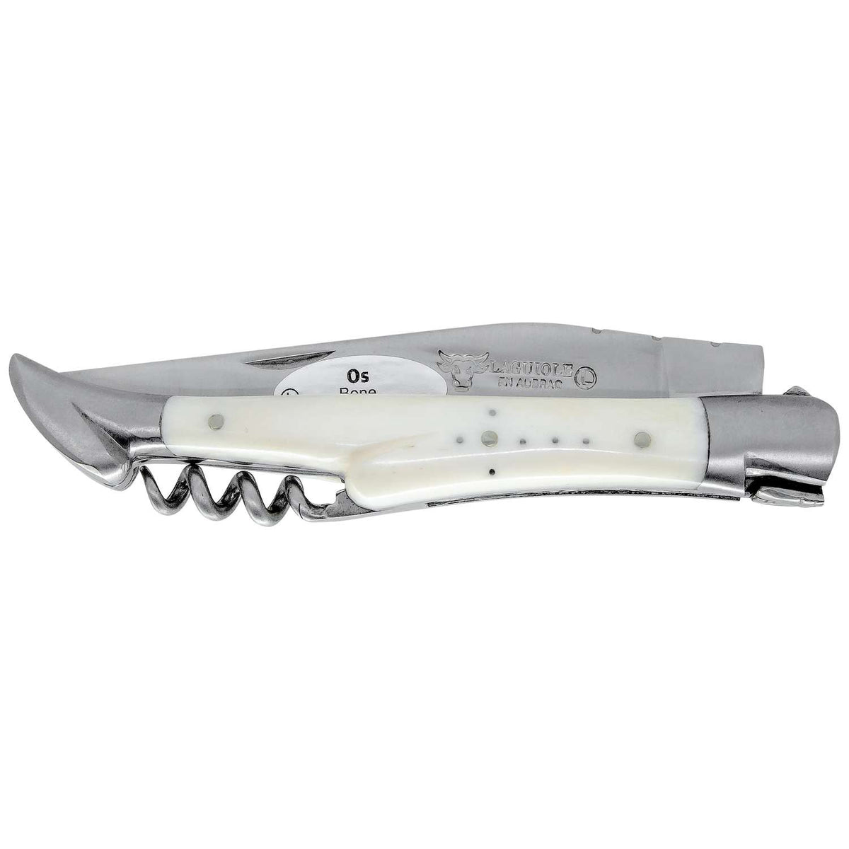 Laguiole en aubrac Folding Knife 12 cm with Corkscrew Bone Handle Laguiole en Aubrac L0311OSIS
