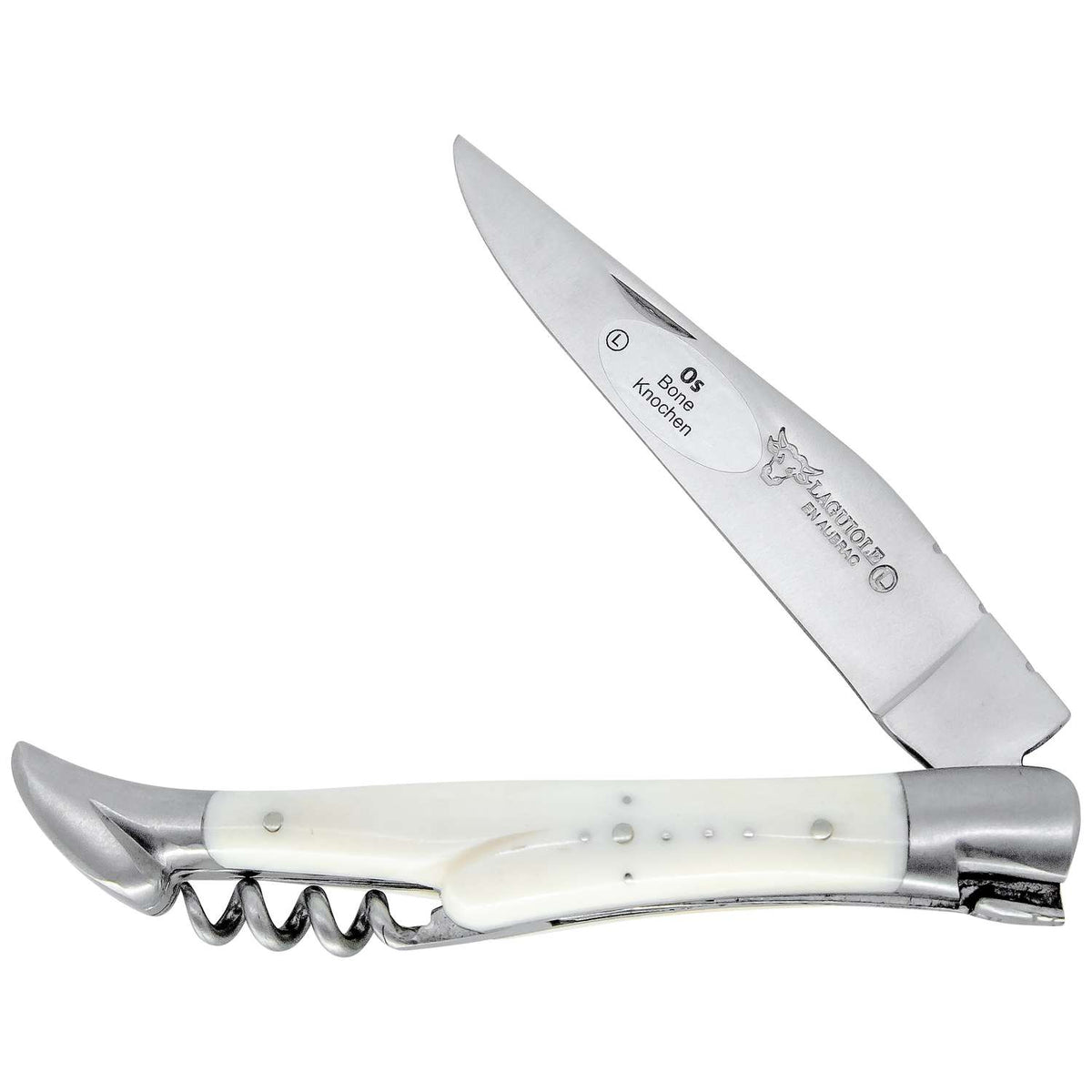 Laguiole en aubrac Folding Knife 12 cm with Corkscrew Bone Handle Laguiole en Aubrac L0311OSIS