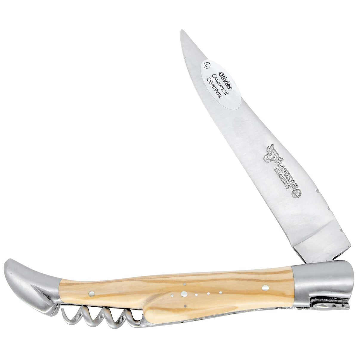 Laguiole en aubrac Folding Knife 12 cm with Corkscrew Olive Wood Handle Laguiole en Aubrac L0312OLIF