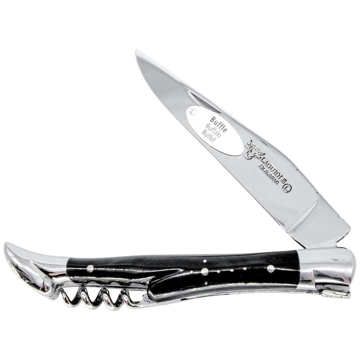 Laguiole en aubrac Folding Knife 11 cm with Corkscrew Buffalo Horn Handle Laguiole en Aubrac L0311BUIS