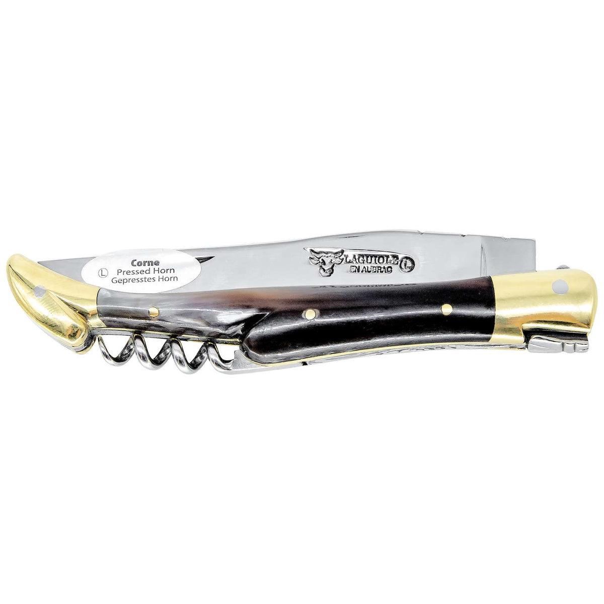 Laguiole en aubrac Folding Knife 12 cm with Corkscrew Horn Handle Laguiole en Aubrac L0312CPL
