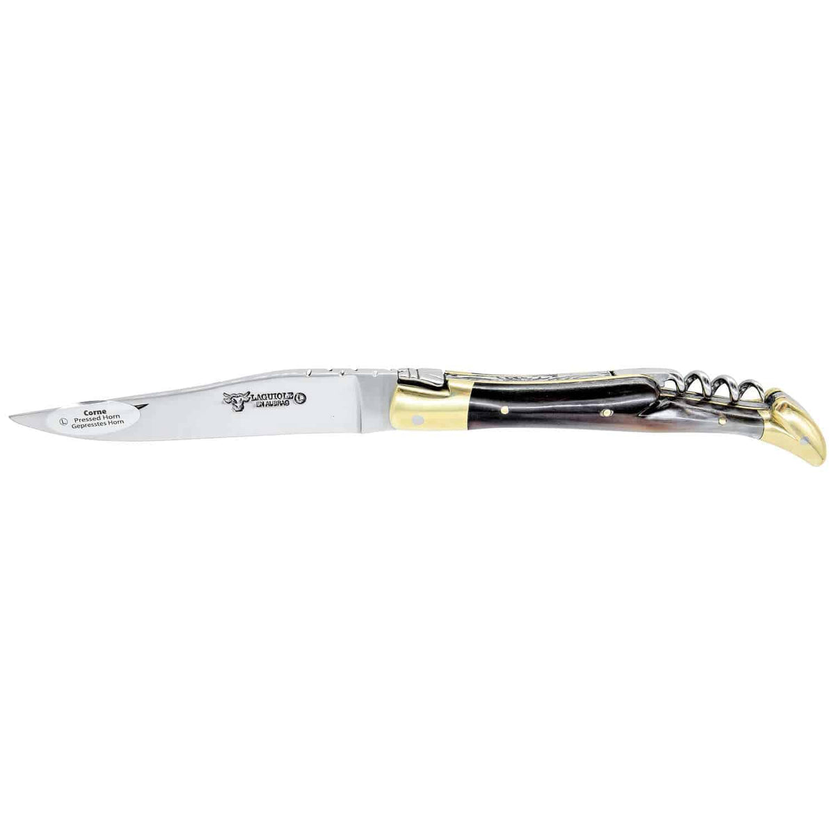 Laguiole en aubrac Folding Knife 12 cm with Corkscrew Horn Handle Laguiole en Aubrac L0312CPL