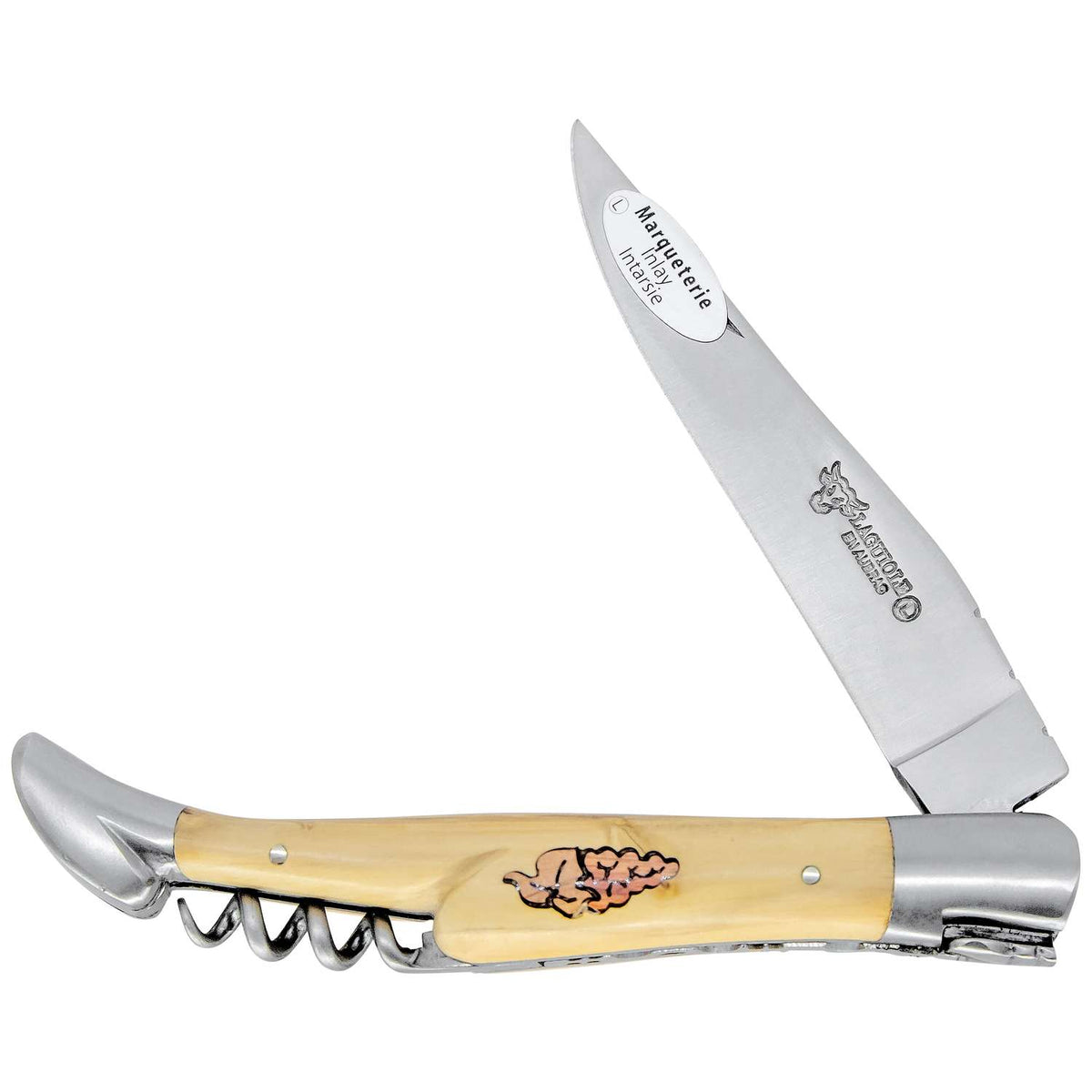 Laguiole en aubrac Folding Knife 12 cm with Corkscrew Juniper Wood Handle Laguiole en Aubrac L0312MRIF