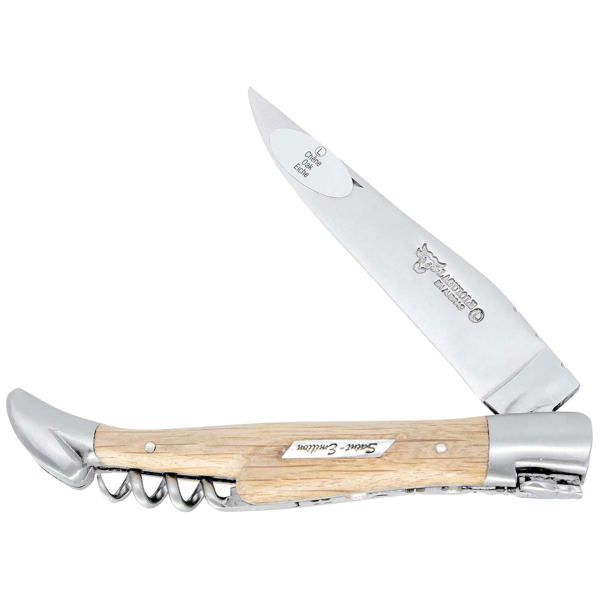 Laguiole en aubrac Folding Knife 12 cm with Corkscrew Oak Wood Handle Laguiole en Aubrac L0312GCIF