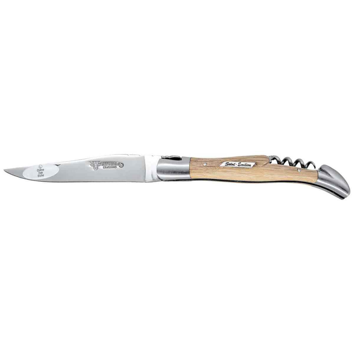 Laguiole en aubrac Folding Knife 12 cm with Corkscrew Oak Wood Handle Laguiole en Aubrac L0312GCIF