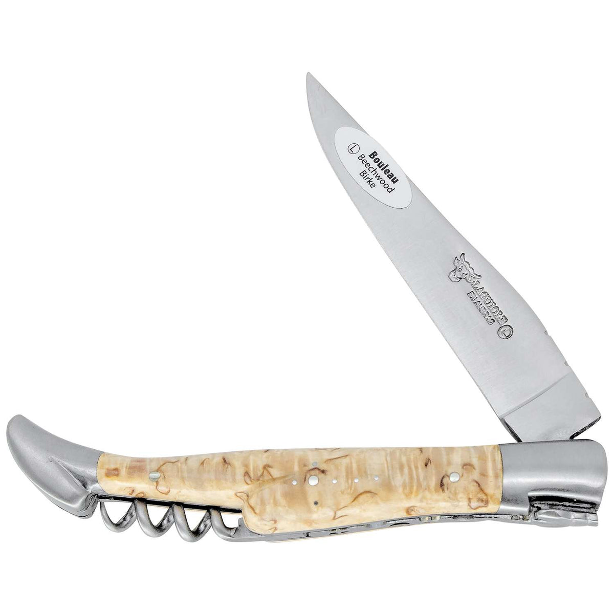 Laguiole en aubrac Folding Knife 12 cm with Corkscrew Birch Wood Handle Laguiole en Aubrac L0312BHIF