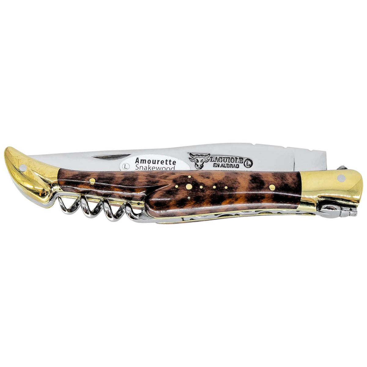 Laguiole en aubrac Folding Knife 12 cm with Corkscrew Snakewood Handle Laguiole en Aubrac L0312AMLF