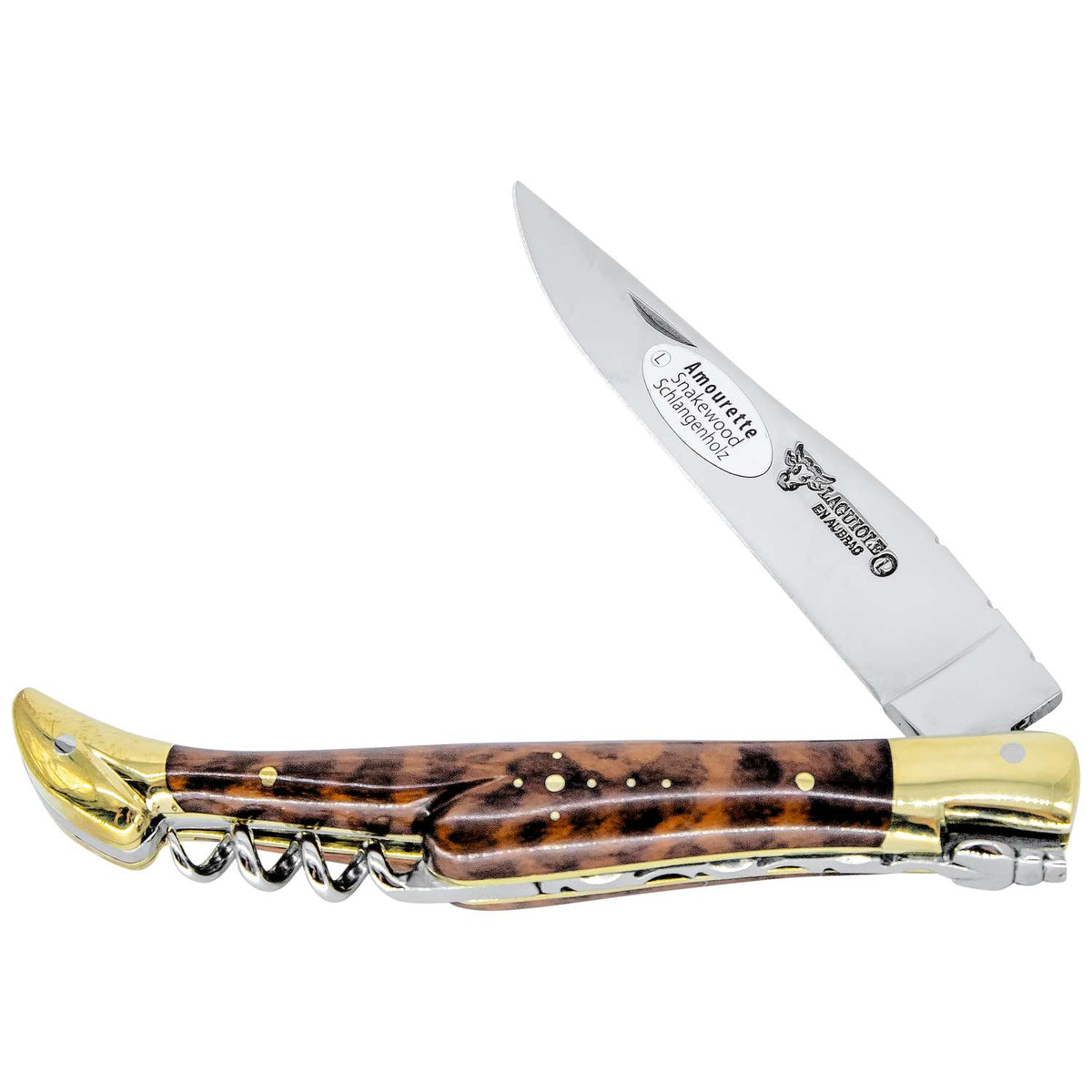 Laguiole en aubrac Folding Knife 12 cm with Corkscrew Snakewood Handle Laguiole en Aubrac L0312AMLF