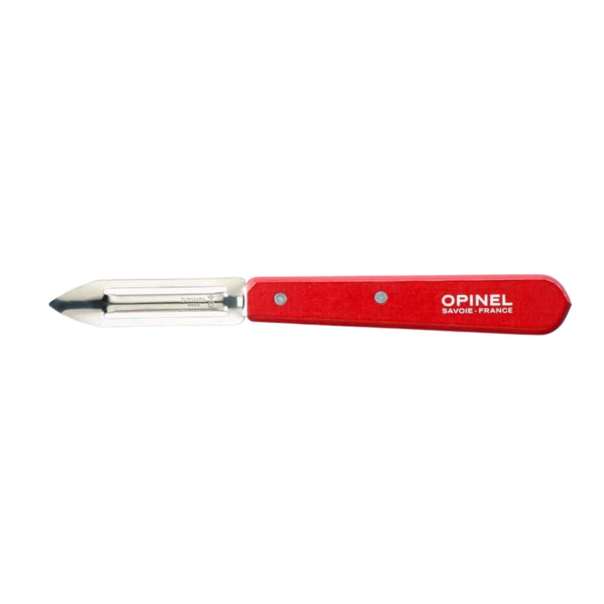 Opinel Stainless Steel Serrated Peeler 6 cm with Red Wooden Handle Les Essentiels 002047