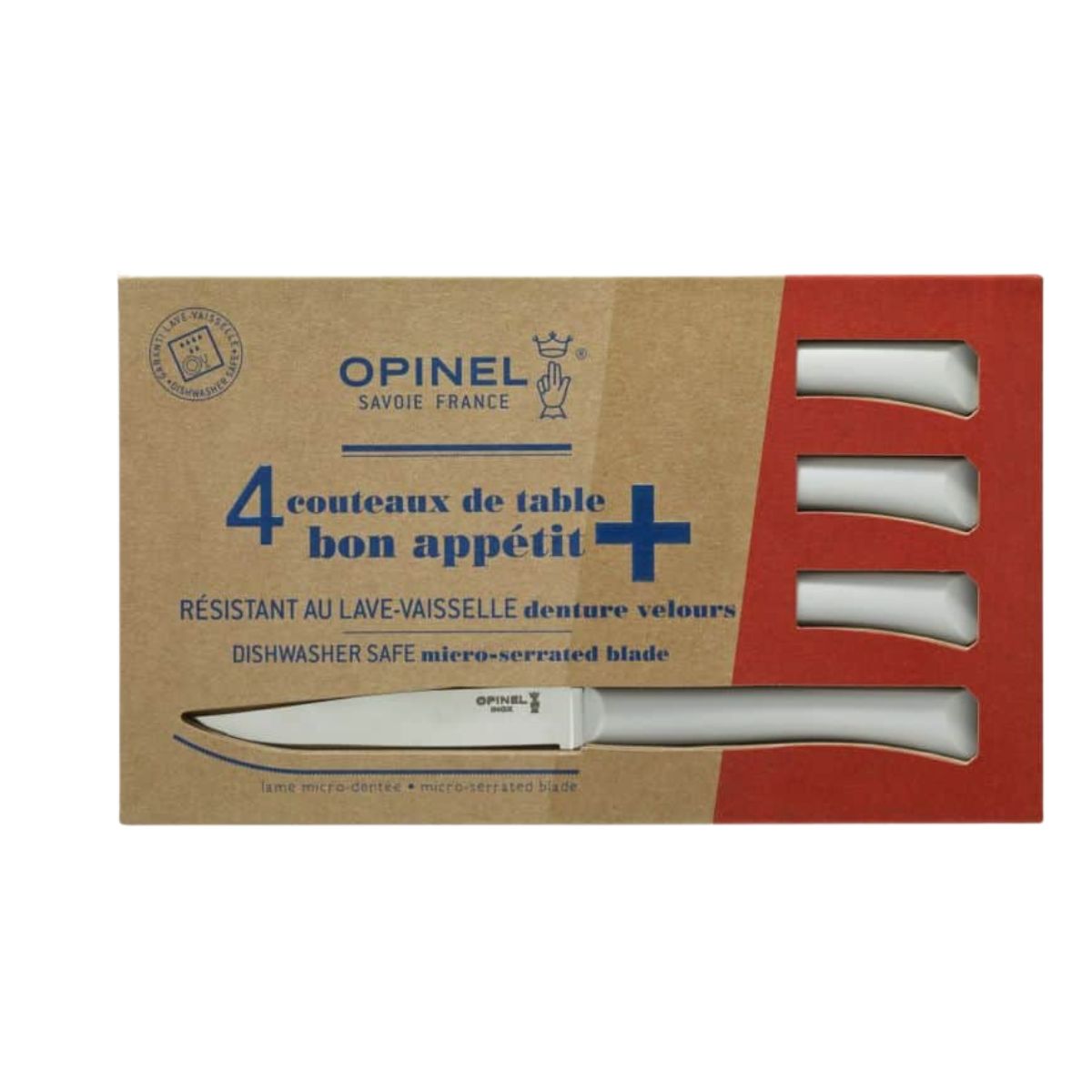 Opinel Kitchen Knives Set 4 pcs No 125 Bon Appetit+ White 001904