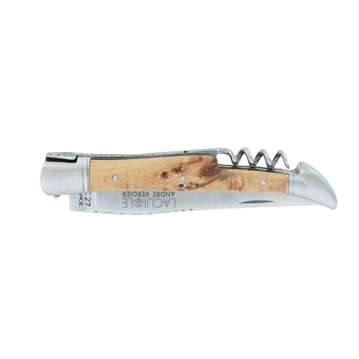 Andre verdier Folding Knife 12 cm With Corkscrew Juniper Handle Laguiole Prestige