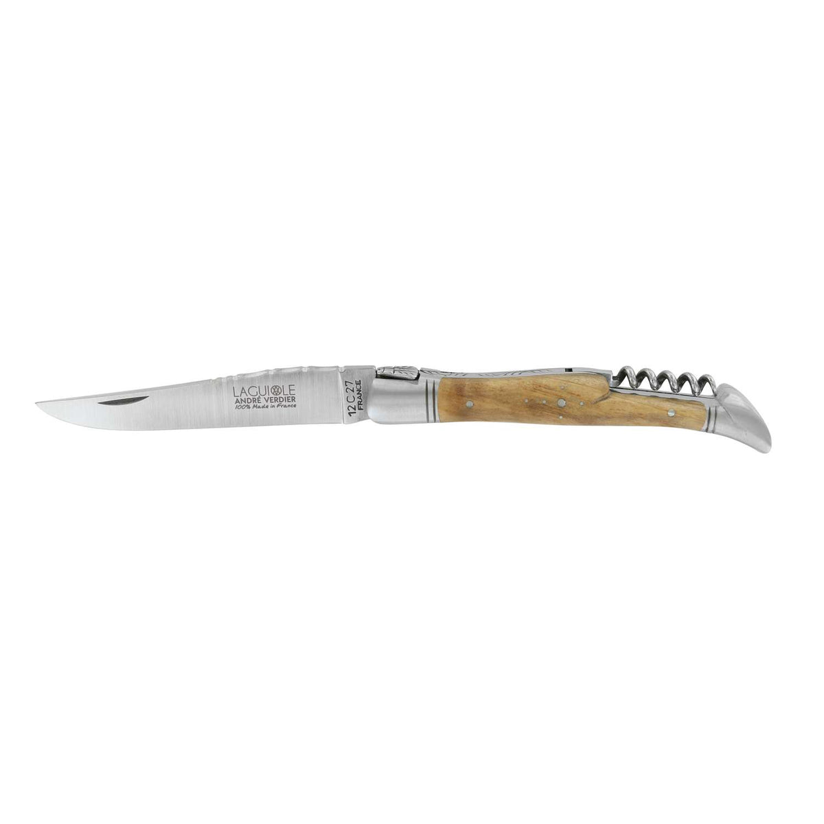 Andre verdier Folding Knife 12 cm With Corkscrew Olive Wood Handle Laguiole Prestige