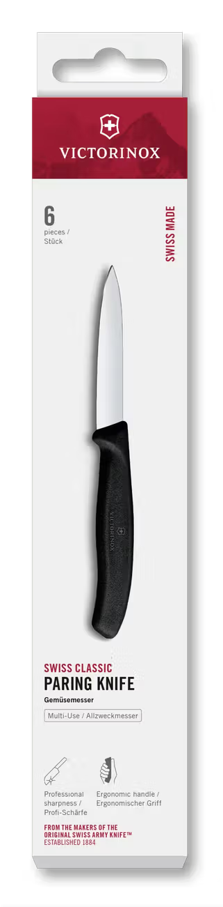 Victorinox Μαχαίρια κουζίνας 8 εκατ. μυτερά μαύρη λαβή σετ 6 τμχ Swiss Classic 6.7603.6