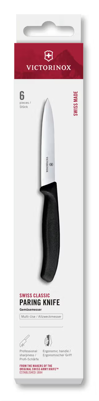 Victorinox Μαχαίρια κουζίνας 10 εκατ. μυτερά μαύρη λαβή σετ 6 τμχ Swiss Classic 6.7703.6