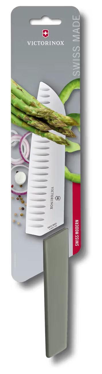 Victorinox Μαχαίρι Santoku με αυλακώσεις 17 εκατ. λαδί λαβή Swiss Modern
